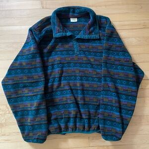 Vintage LL Bean Fleece Snap Button Up Sweater Jacket Size XL Made In Usa